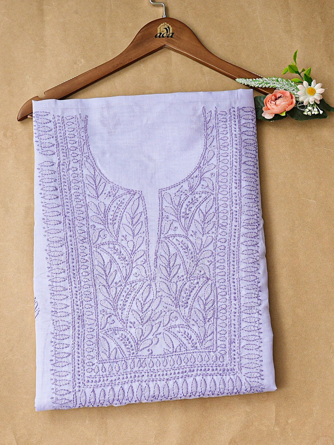 Ada Hand Embroidered Mauve Cotton Lucknowi Chikankari Unstitched Kurta 01A916522