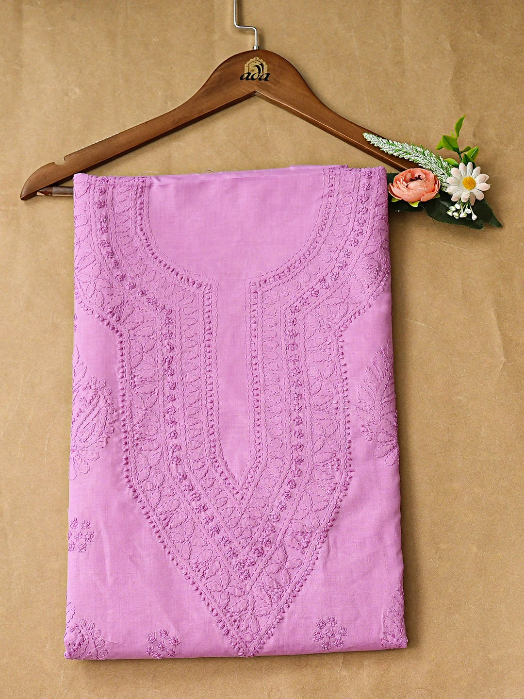 Ada Hand Embroidered Lavender Cotton Lucknowi Chikankari Unstitched Kurta 01A917905