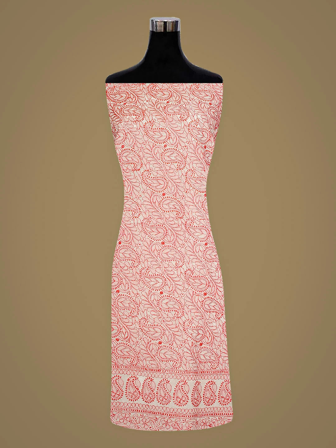 Ada Hand Embroidered White Cotton Lucknowi Chikankari Unstitched Kurta 01A898554