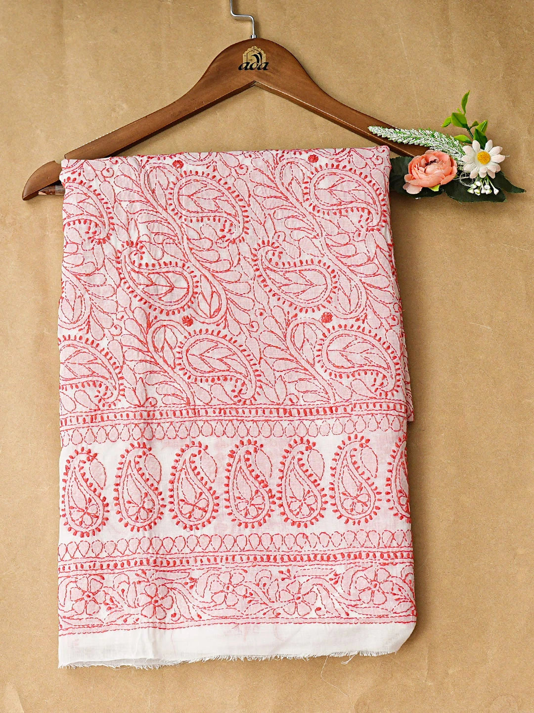 Ada Hand Embroidered White Cotton Lucknowi Chikankari Unstitched Kurta 01A898554