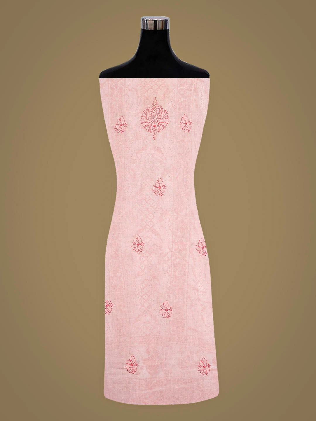 Ada Hand Embroidered Pink Cotton Lucknowi Chikankari Unstitched Kurta 01A898601