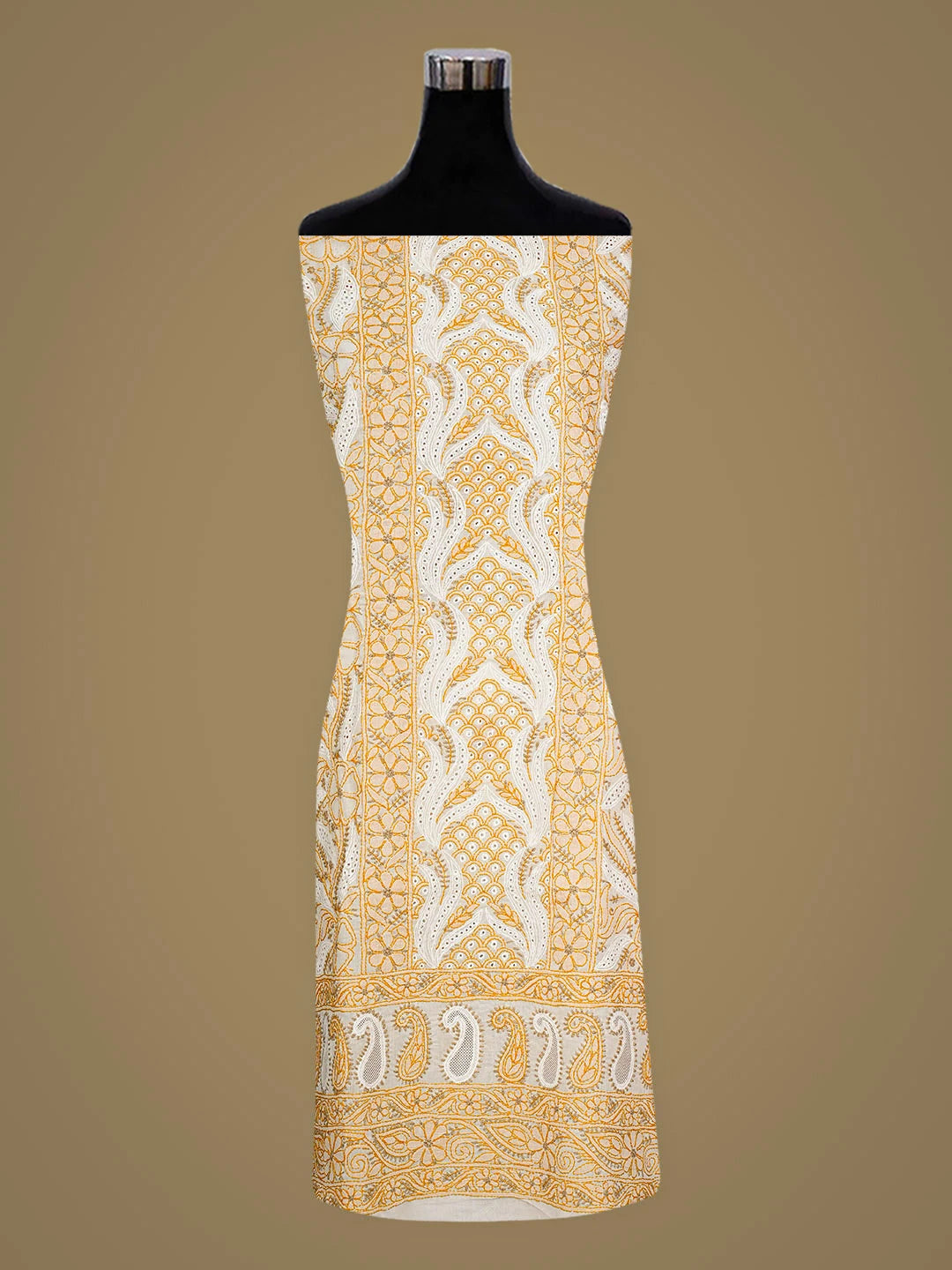 Ada Hand Embroidered White Cotton Lucknowi Chikankari Unstitched Kurta 01A898549