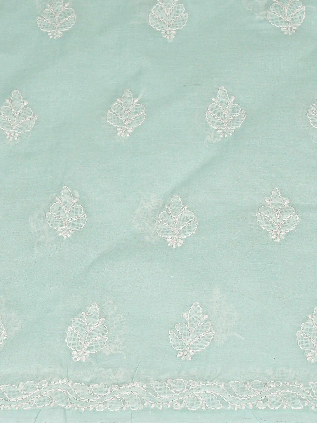 Ada Hand Embroidered Sea Green Cotton Lucknowi Chikankari Unstitched Kurta 01A916478