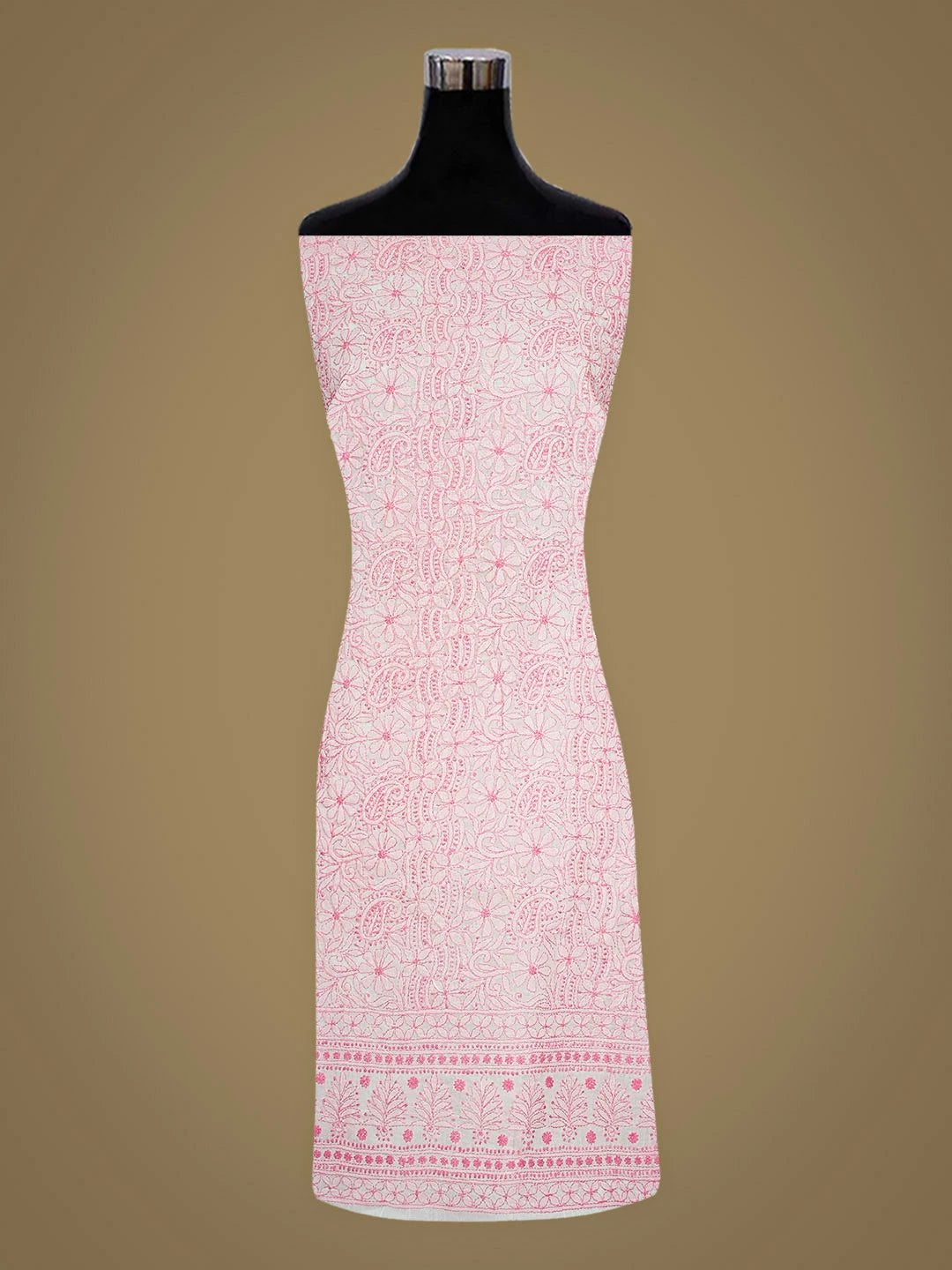 Ada Hand Embroidered White Cotton Lucknowi Chikankari Unstitched Kurta 01A898550