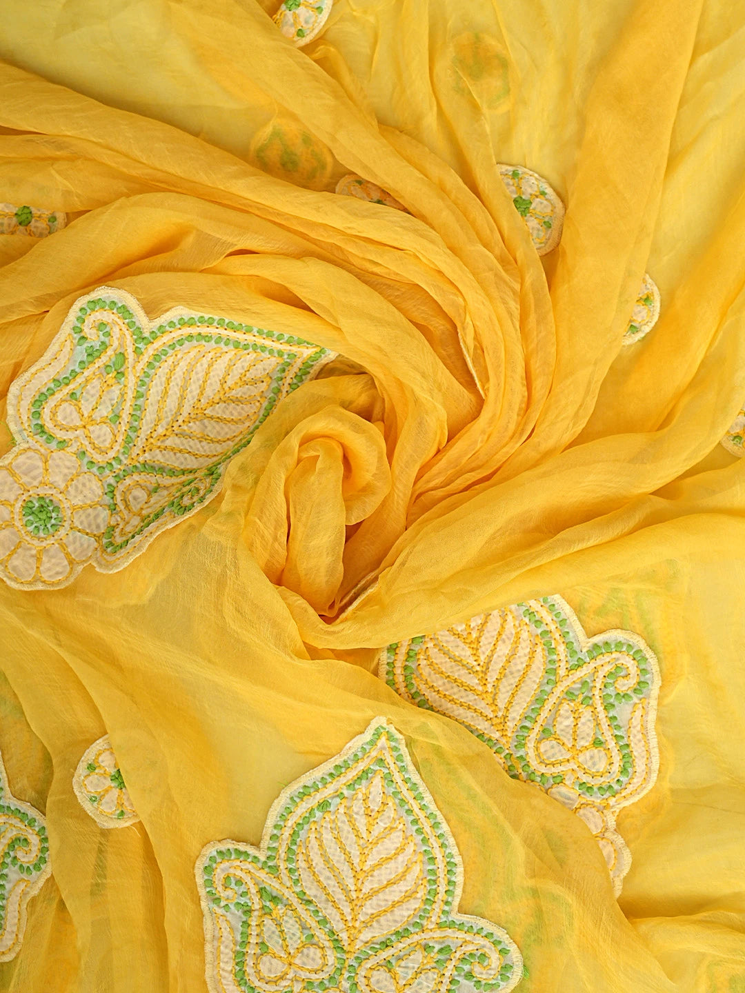 Ada Hand Embroidered Cream Cotton Lucknowi Chikankari Unstitched Suit Piece 01A919373