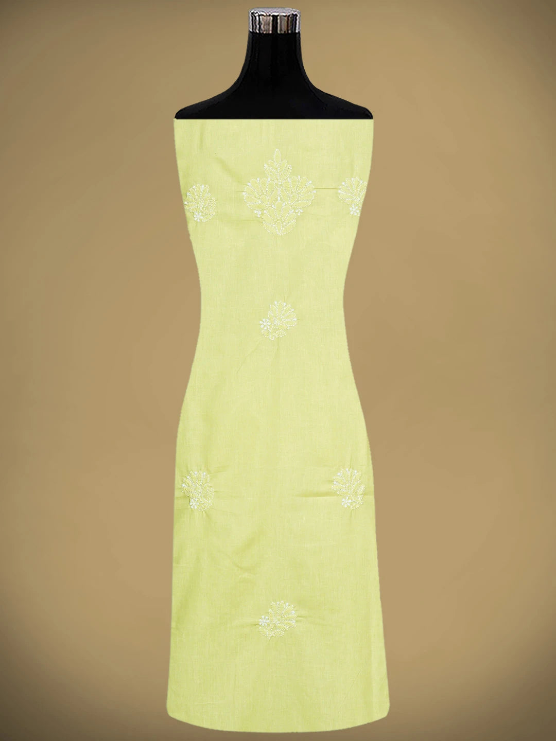 Ada Hand Embroidered Lemon Cotton Lucknowi Chikankari Unstitched Suit Piece 01A914755