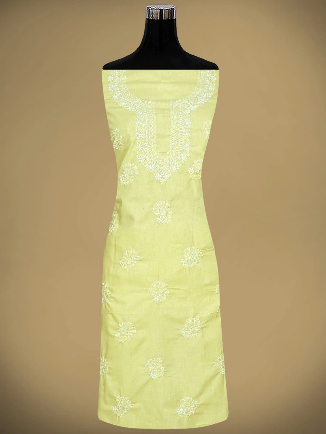 Ada Hand Embroidered Lemon Cotton Lucknowi Chikankari Unstitched Suit Piece 01A914755