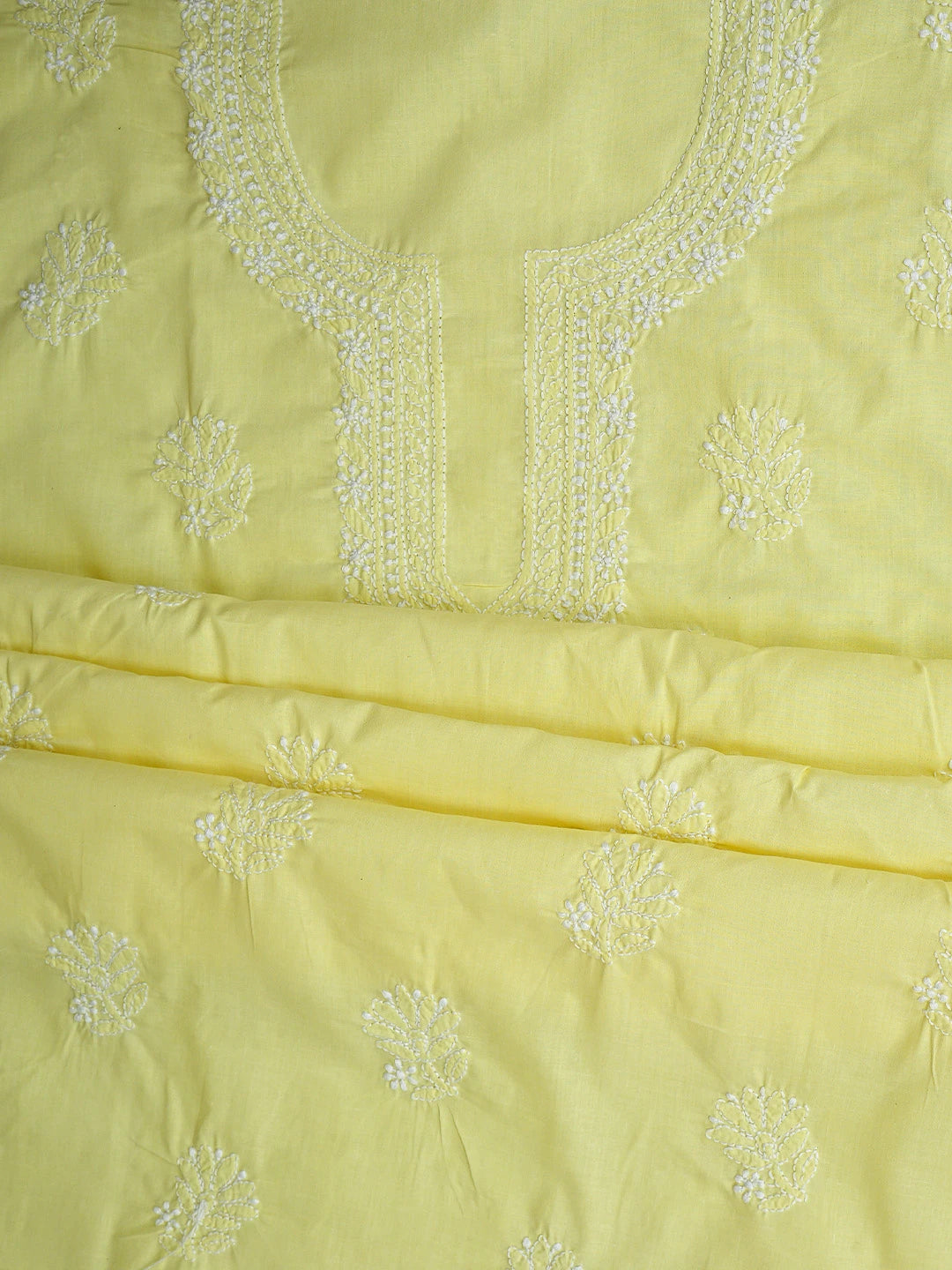 Ada Hand Embroidered Lemon Cotton Lucknowi Chikankari Unstitched Suit Piece 01A914755