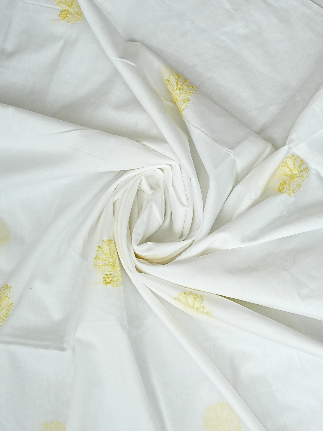 Ada Hand Embroidered Lemon Cotton Lucknowi Chikankari Unstitched Suit Piece 01A914755