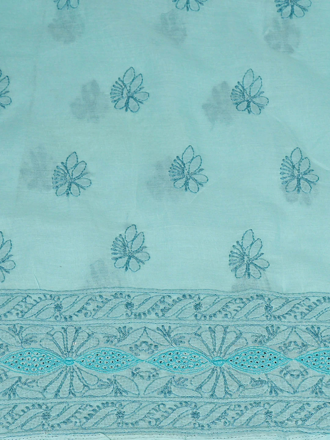 Ada Hand Embroidered Blue Cotton Lucknowi Chikankari Unstitched Kurta 01A898602