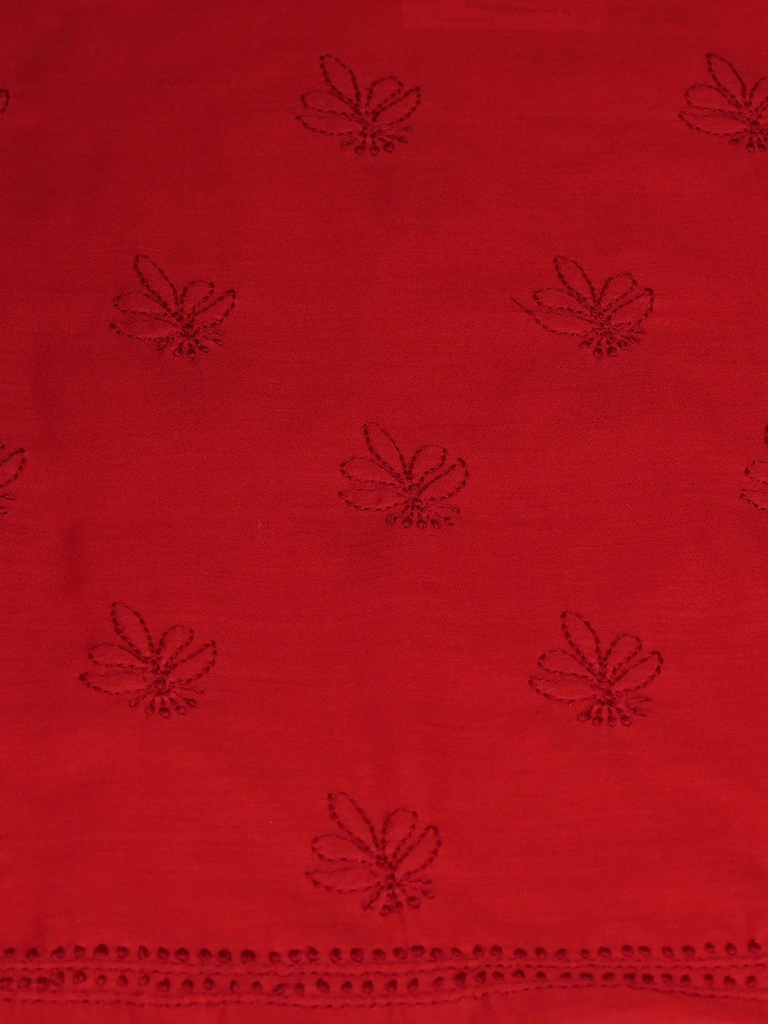 Ada Hand Embroidered Red Cotton Lucknowi Chikankari Unstitched Kurta Piece 01A917907