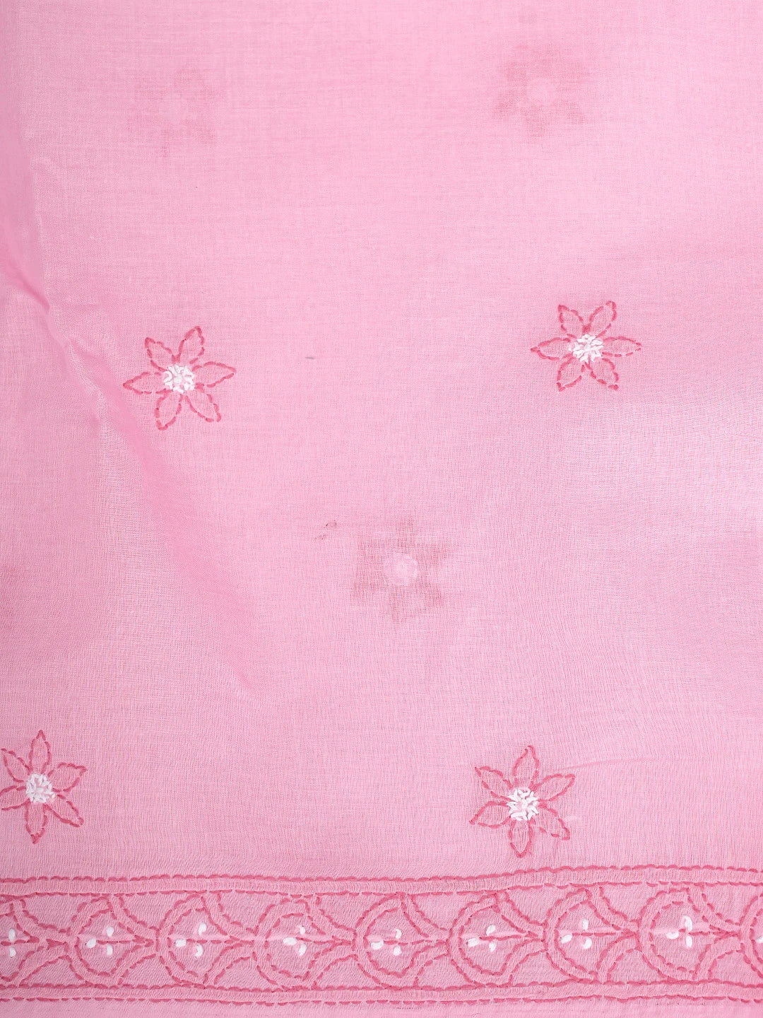 Ada Hand Embroidered Pink Cotton Lucknowi Chikankari Unstitched Suit Piece With Chiffon Dupatta 01A920534
