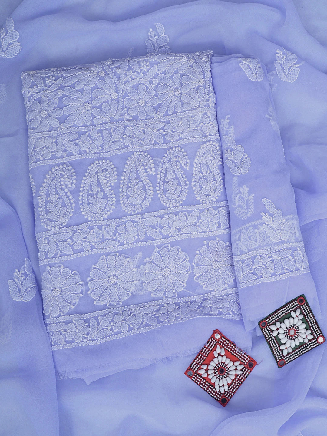Ada Hand Embroidered Mauve Georgette Lucknowi Chikankari Unstitched Suit Piece 01A915230