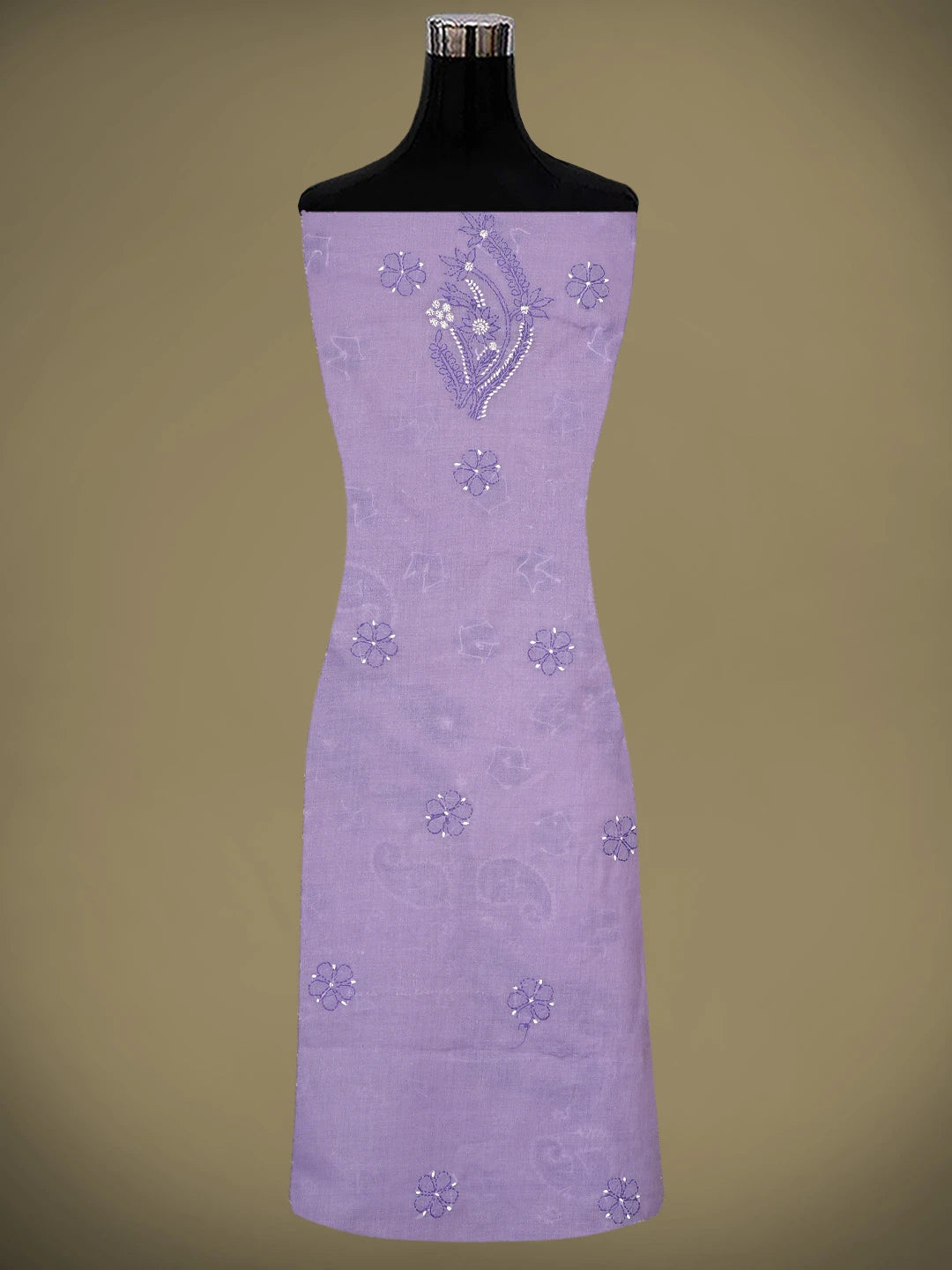 Ada Hand Embroidered Mauve Cotton Lucknowi Chikankari Unstitched Suit Piece With Chiffon Dupatta 01A920508