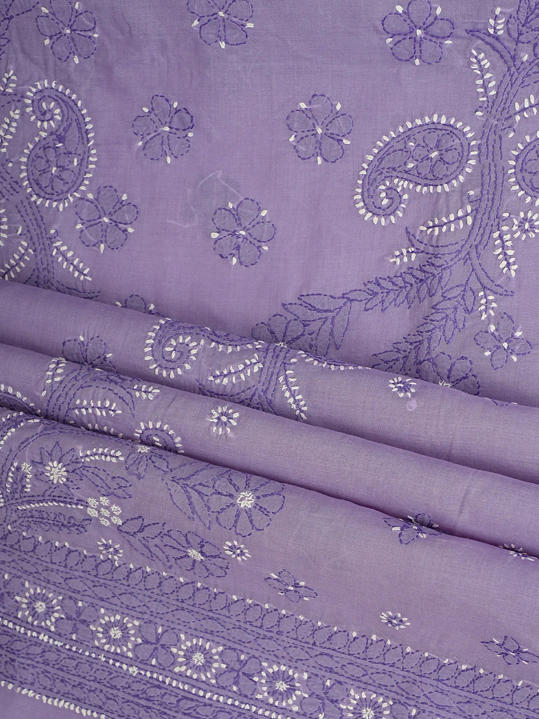 Ada Hand Embroidered Mauve Cotton Lucknowi Chikankari Unstitched Suit Piece With Chiffon Dupatta 01A920508