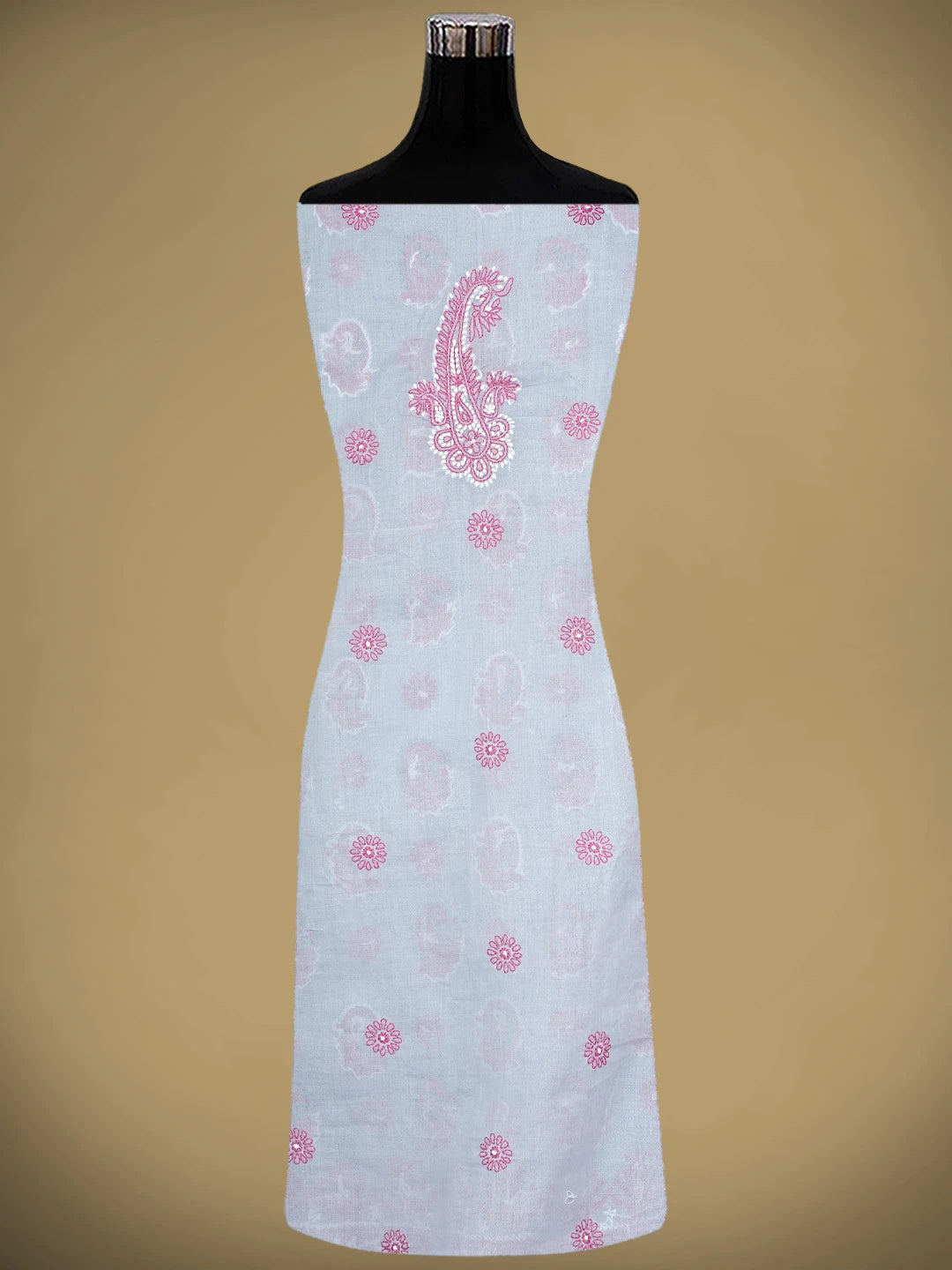 Ada Hand Embroidered Grey Cotton Lucknowi Chikankari Unstitched Suit Piece with Chiffon Dupatta  01A919367