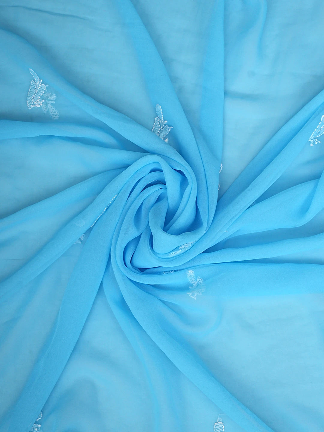 Ada Hand Embroidered Blue Faux Georgette Lucknowi Chikankari Unstitched Suit Piece 01A915183
