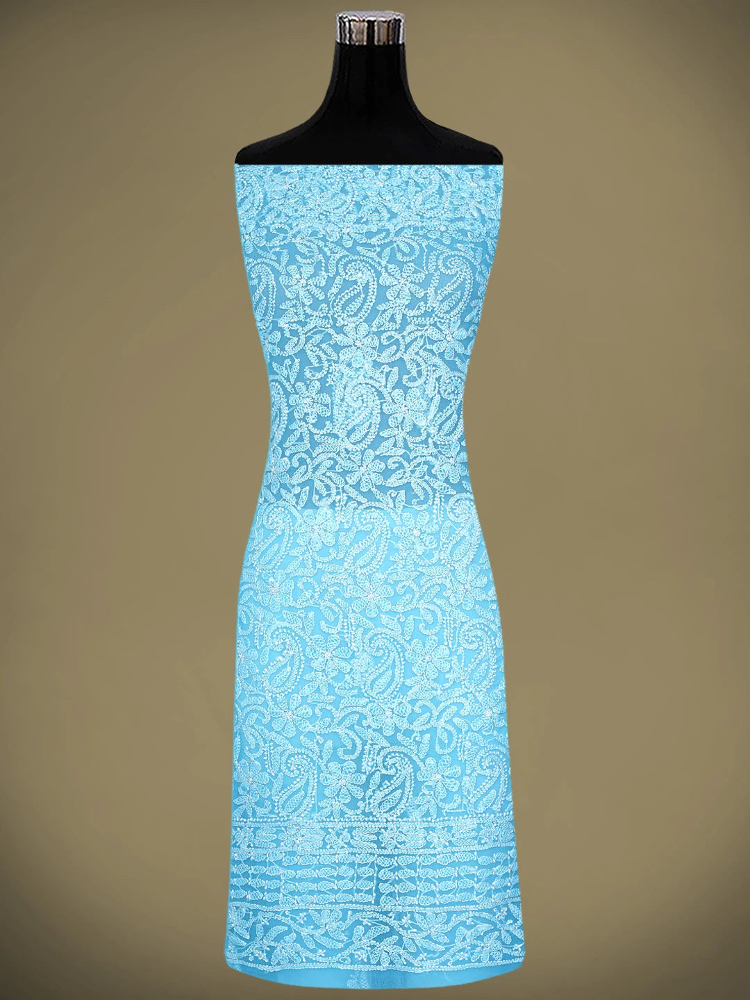 Ada Hand Embroidered Blue Faux Georgette Lucknowi Chikankari Unstitched Suit Piece 01A915183