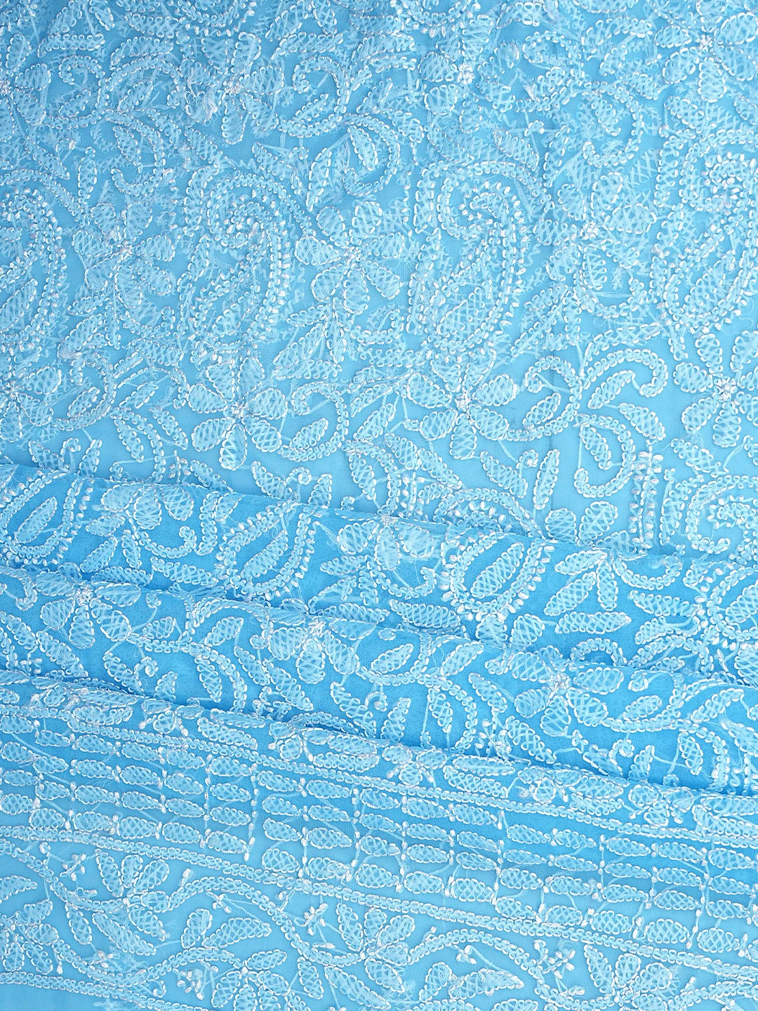 Ada Hand Embroidered Blue Faux Georgette Lucknowi Chikankari Unstitched Suit Piece 01A915183