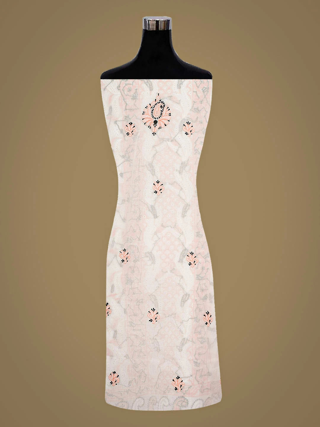 Ada Hand Embroidered White Cotton Lucknowi Chikankari Unstitched Kurta 01A898551