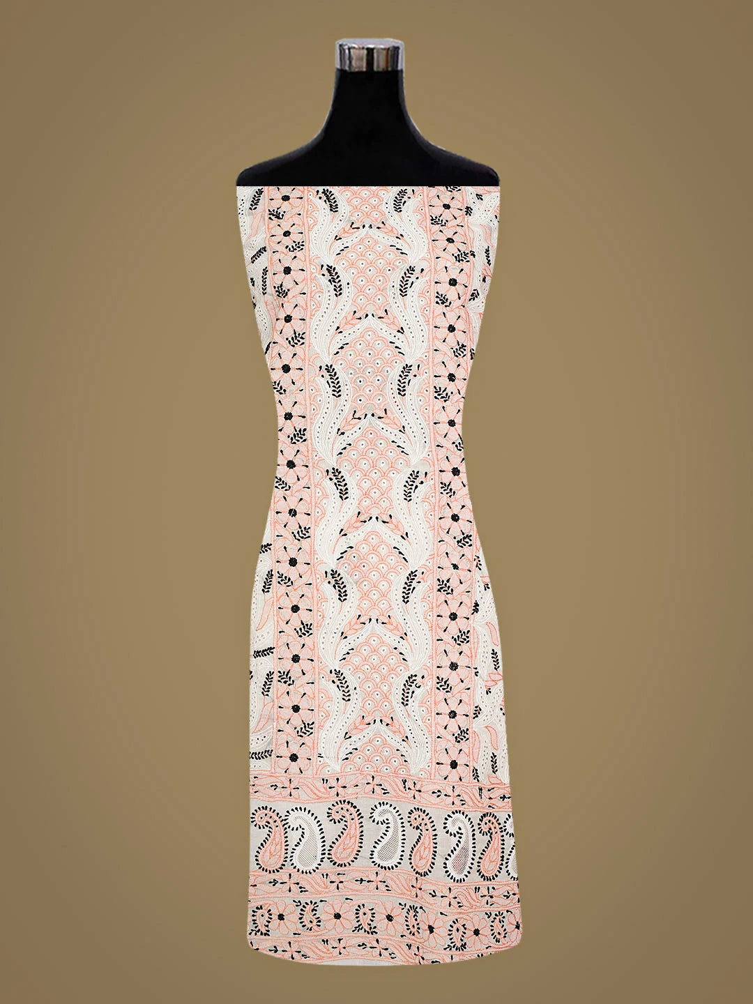 Ada Hand Embroidered White Cotton Lucknowi Chikankari Unstitched Kurta 01A898551