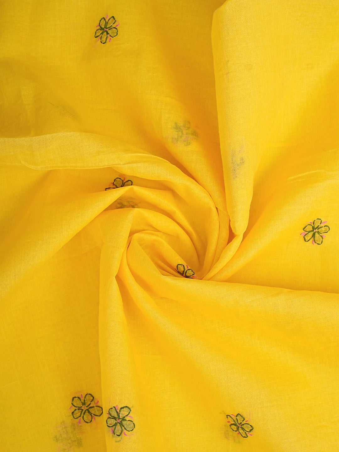 Ada Hand Embroidered Yellow Cotton Lucknowi Chikankari Unstitched Suit Piece 01A853527