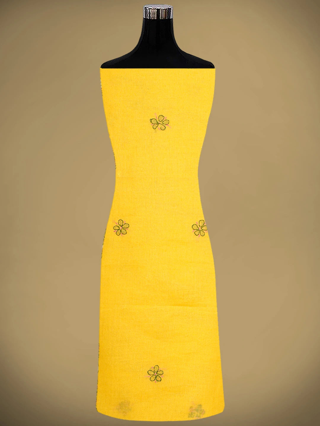 Ada Hand Embroidered Yellow Cotton Lucknowi Chikankari Unstitched Suit Piece 01A853527