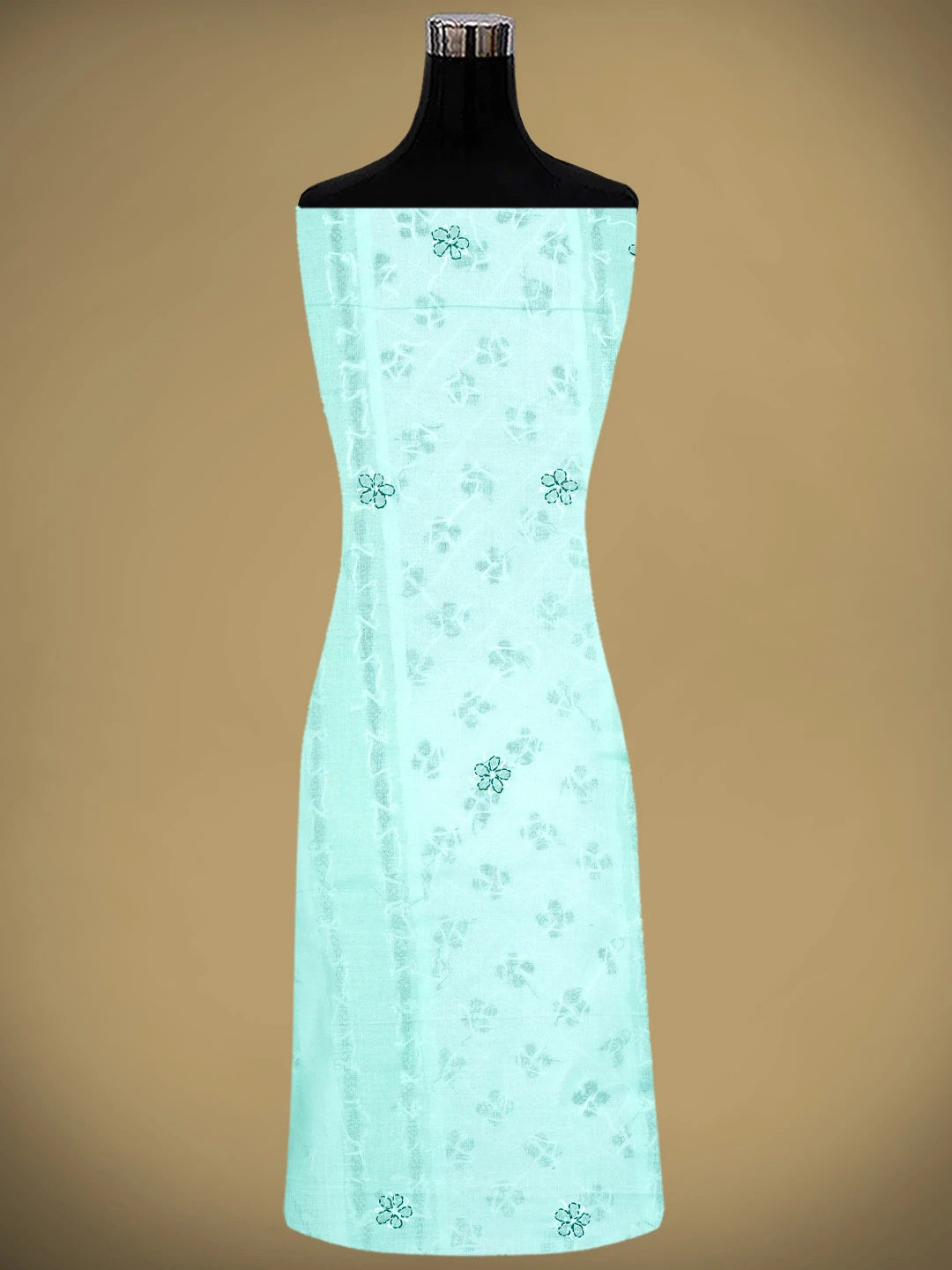 Ada Hand Embroidered Sea Green Cotton Lucknowi Chikankari Unstitched Suit Piece 01A818367