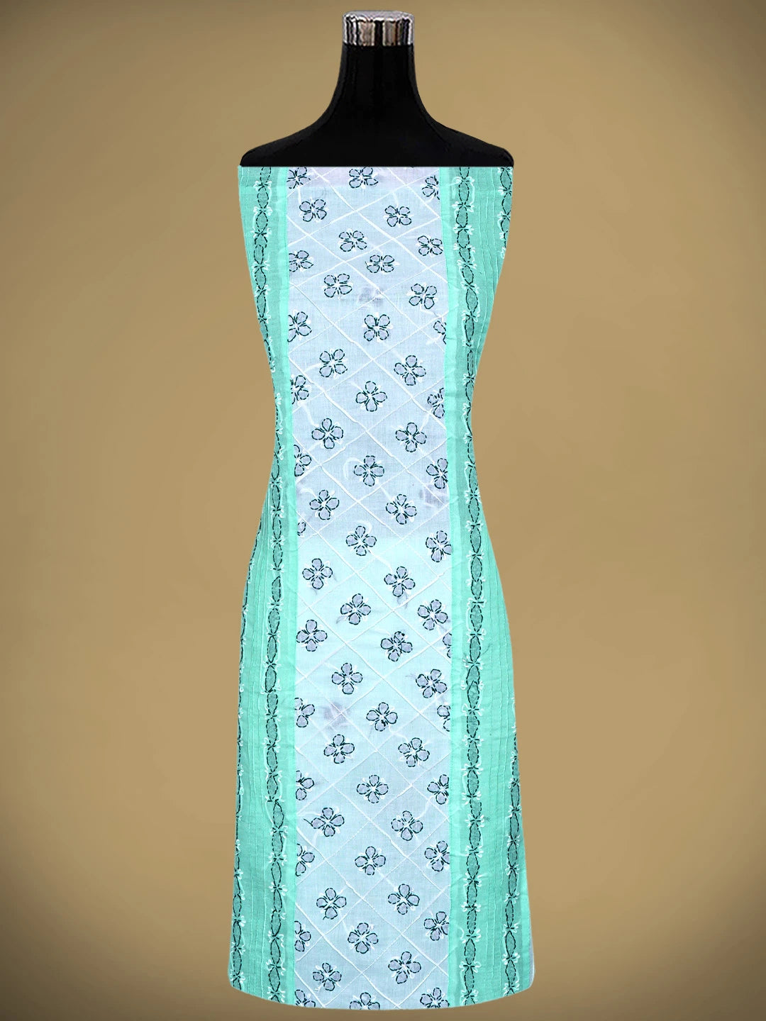 Ada Hand Embroidered Sea Green Cotton Lucknowi Chikankari Unstitched Suit Piece 01A818367