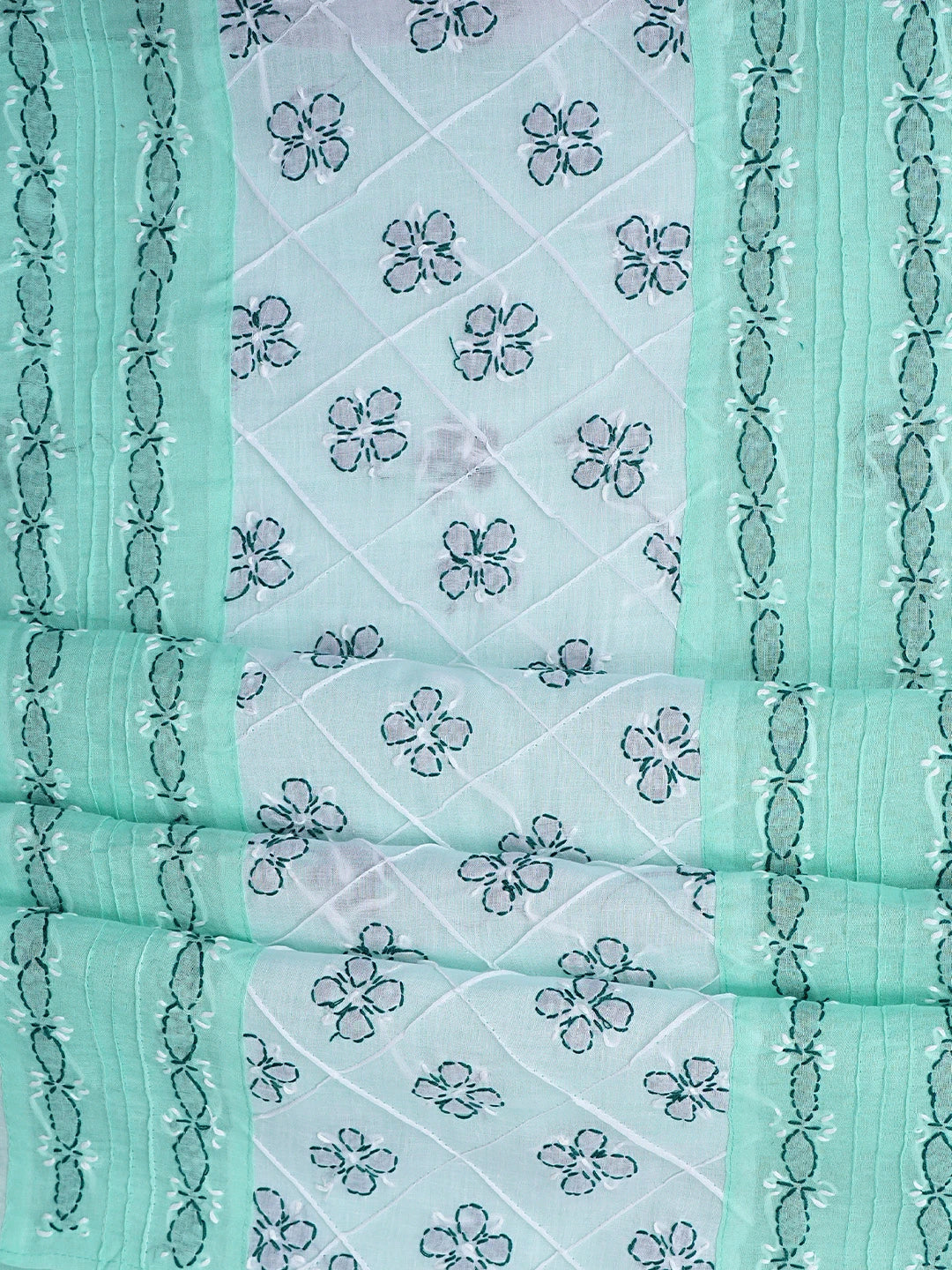 Ada Hand Embroidered Sea Green Cotton Lucknowi Chikankari Unstitched Suit Piece 01A818367