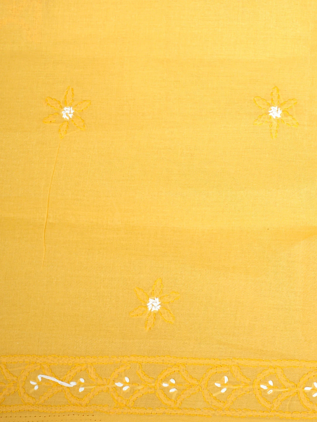 Ada Hand Embroidered Yellow Cotton Lucknowi Chikankari Unstitched Suit Piece 01A920523