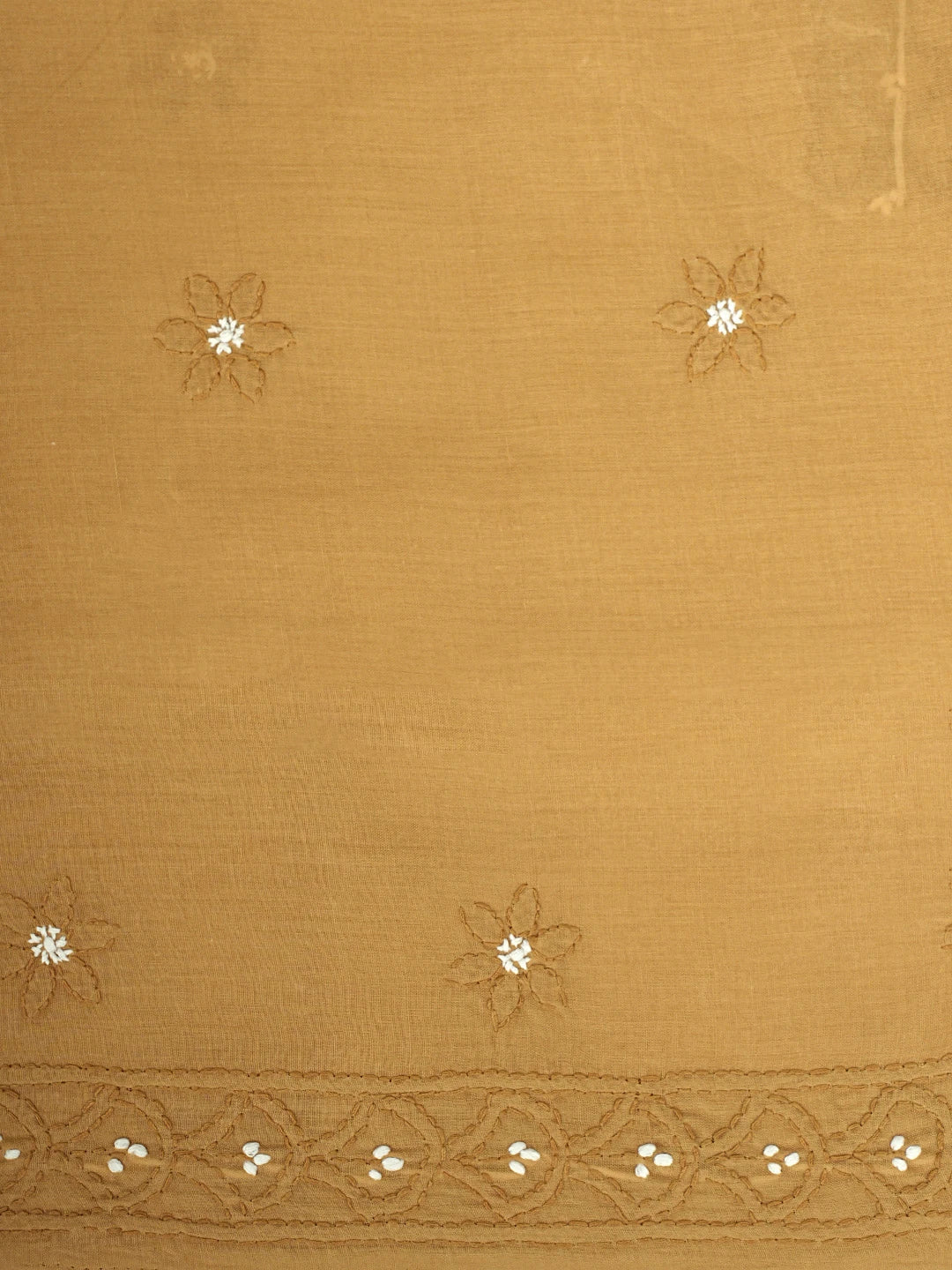 Ada Hand Embroidered Inca Gold Brown Cotton Lucknowi Chikankari Unstitched Suit Piece 01A920499