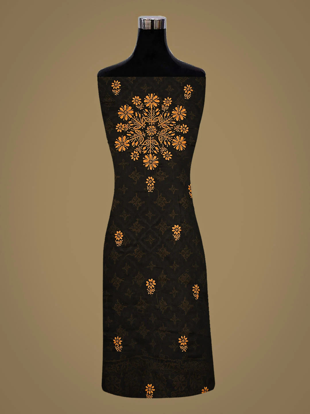 Ada Hand Embroidered Black Cotton Lucknowi Chikankari Unstitched Kurta 01A898536
