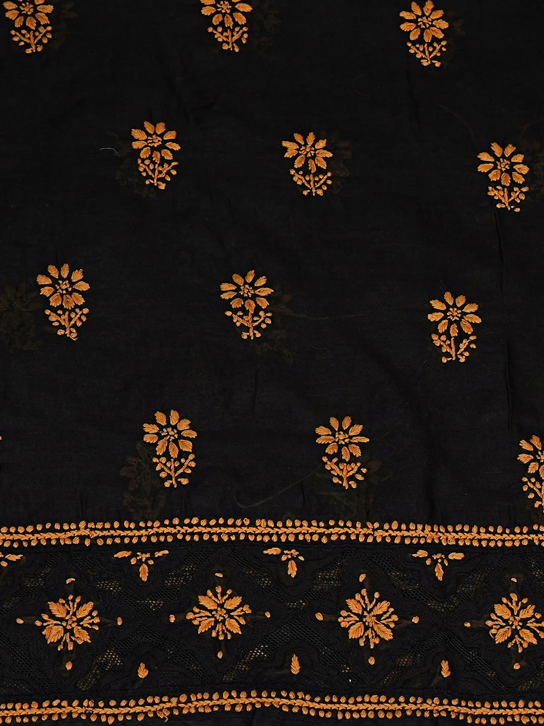 Ada Hand Embroidered Black Cotton Lucknowi Chikankari Unstitched Kurta 01A898536