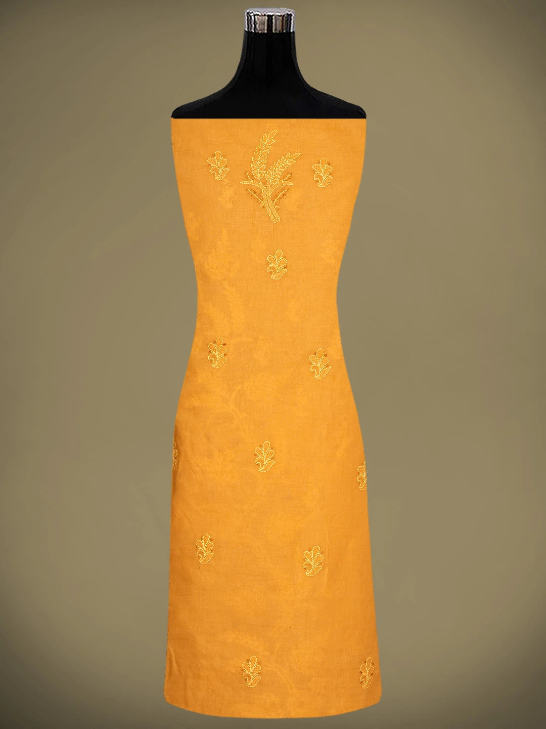 Ada Hand Embroidered Mustard Cotton Lucknowi Chikankari Unstitched Suit Piece 01A920527
