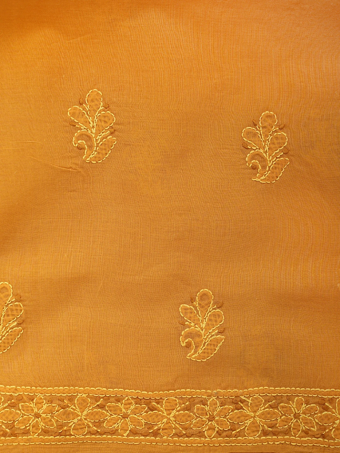 Ada Hand Embroidered Mustard Cotton Lucknowi Chikankari Unstitched Suit Piece 01A920527