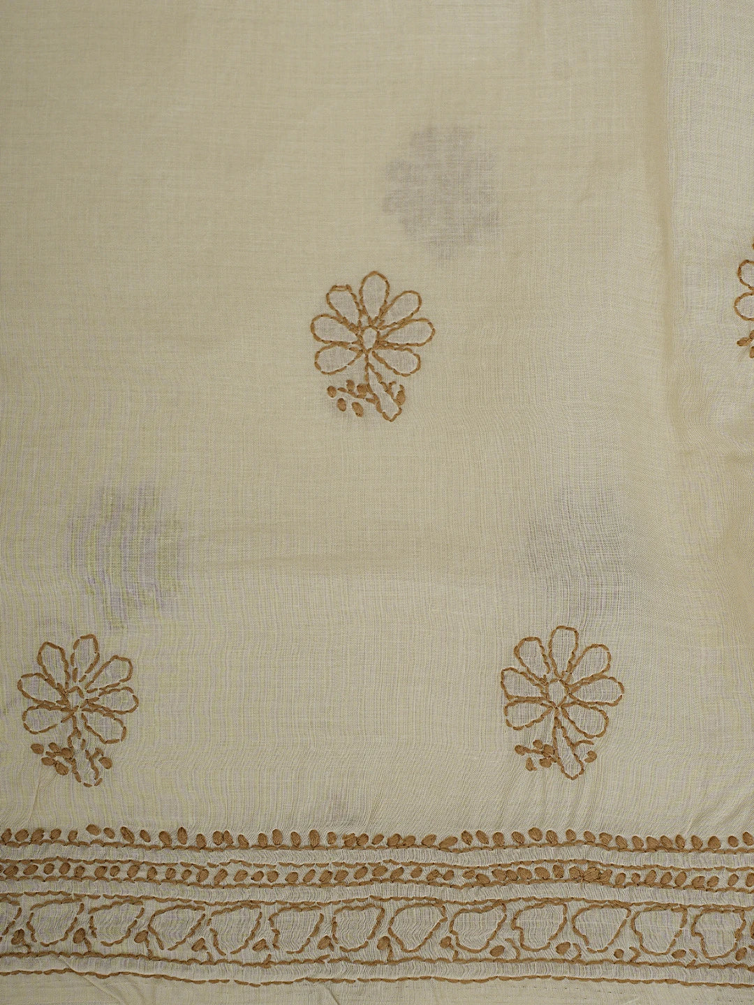Ada Hand Embroidered Light Sand Brown Cotton Lucknowi Chikankari Unstitched Suit Piece 01A920497