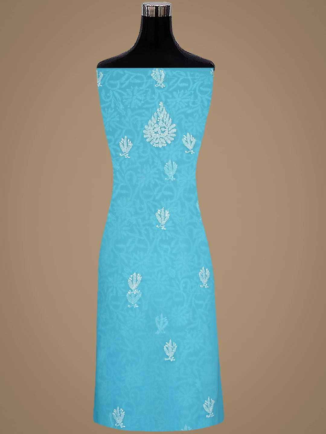 Ada Hand Embroidered Blue Faux Georgette Lucknowi Chikankari Unstitched Suit Piece 01A915180