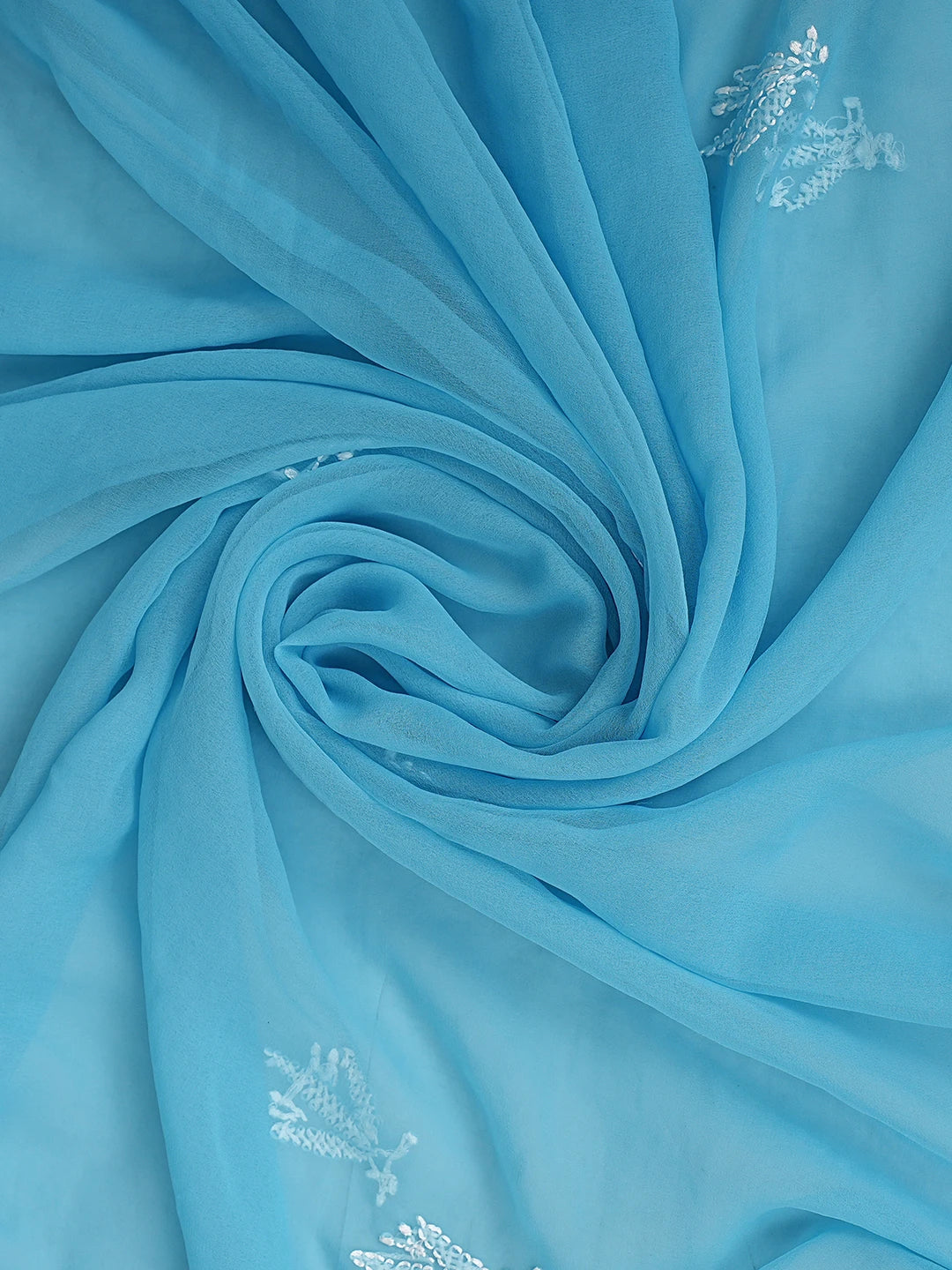 Ada Hand Embroidered Blue Faux Georgette Lucknowi Chikankari Unstitched Suit Piece 01A915180
