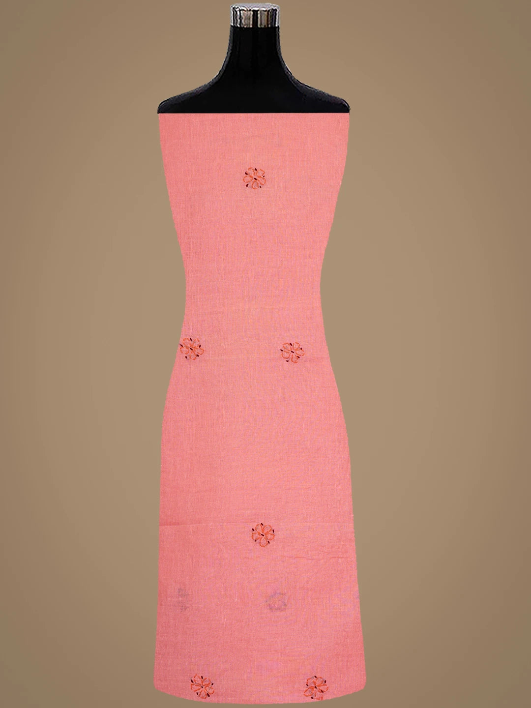 Ada Hand Embroidered Peach Cotton Lucknowi Chikankari Unstitched Suit Piece 01A915994