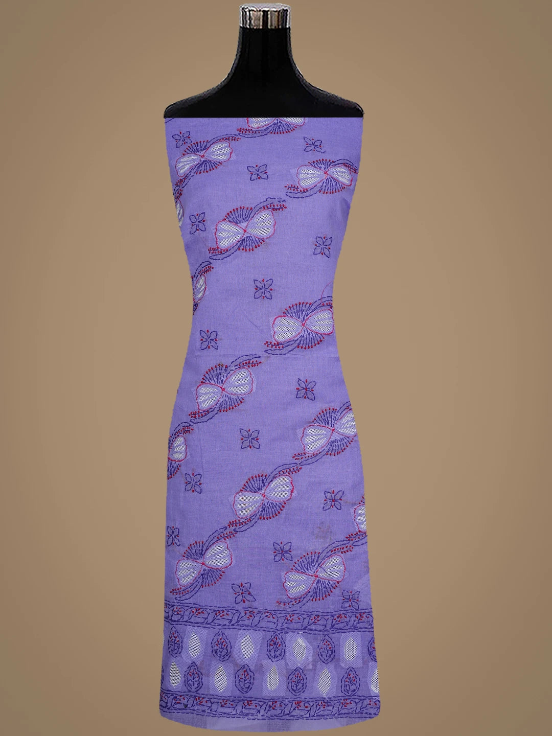 Ada Hand Embroidered Purple Cotton Lucknowi Chikankari Unstitched Suit Piece 01A916001