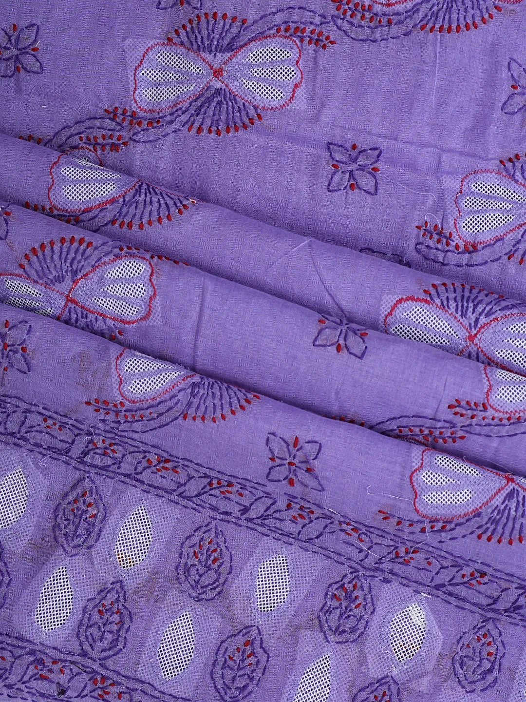 Ada Hand Embroidered Purple Cotton Lucknowi Chikankari Unstitched Suit Piece 01A916001