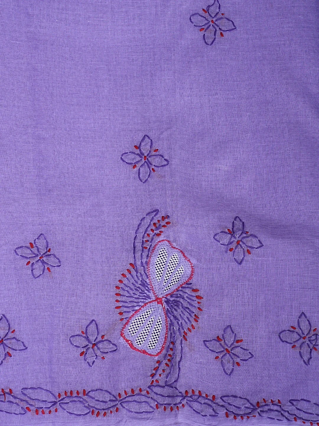 Ada Hand Embroidered Purple Cotton Lucknowi Chikankari Unstitched Suit Piece 01A916001