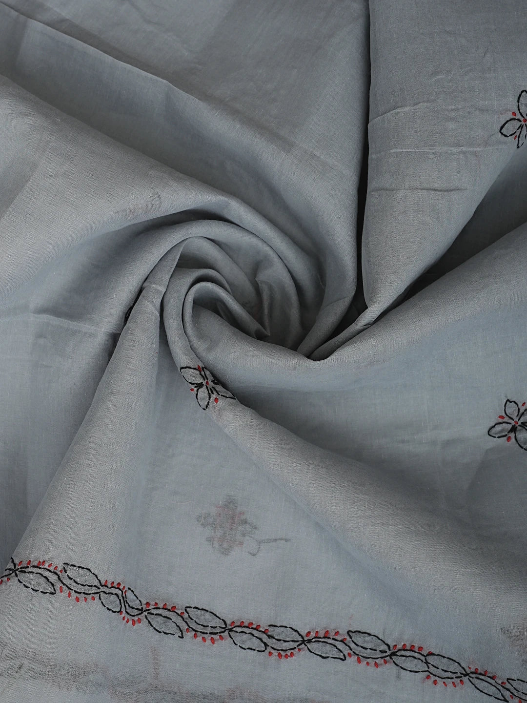 Ada Hand Embroidered Grey Cotton Lucknowi Chikankari Unstitched Suit Piece 01A916007