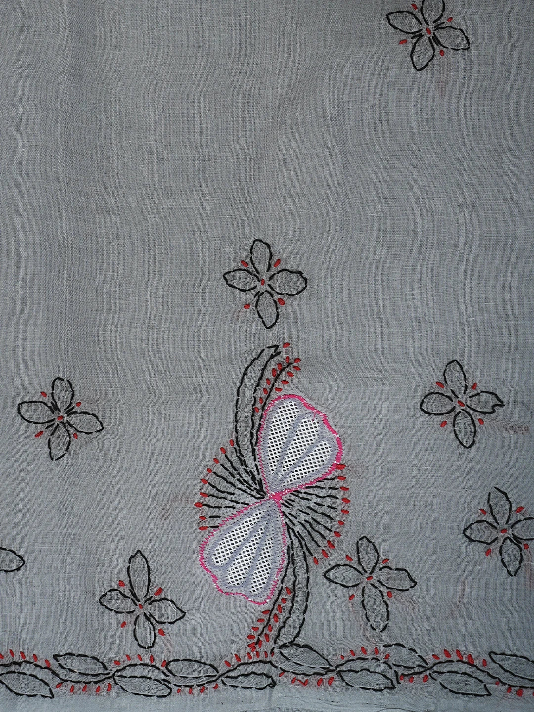 Ada Hand Embroidered Grey Cotton Lucknowi Chikankari Unstitched Suit Piece 01A916007