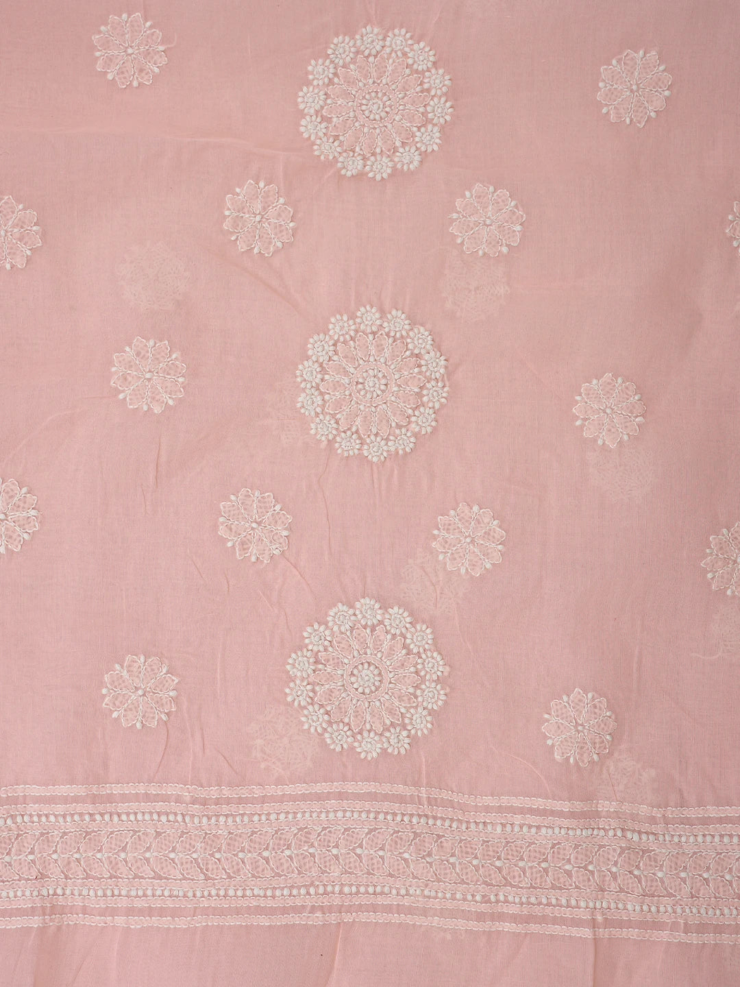 Ada Hand Embroidered Peach Cotton Lucknowi Chikankari Unstitched Suit Piece 01A919330