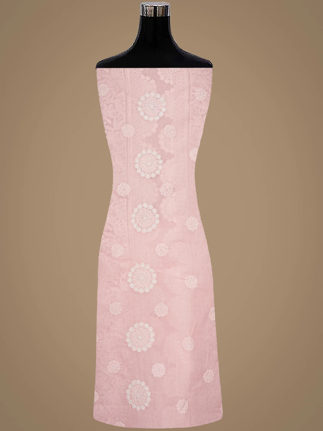 Ada Hand Embroidered Peach Cotton Lucknowi Chikankari Unstitched Suit Piece 01A919330