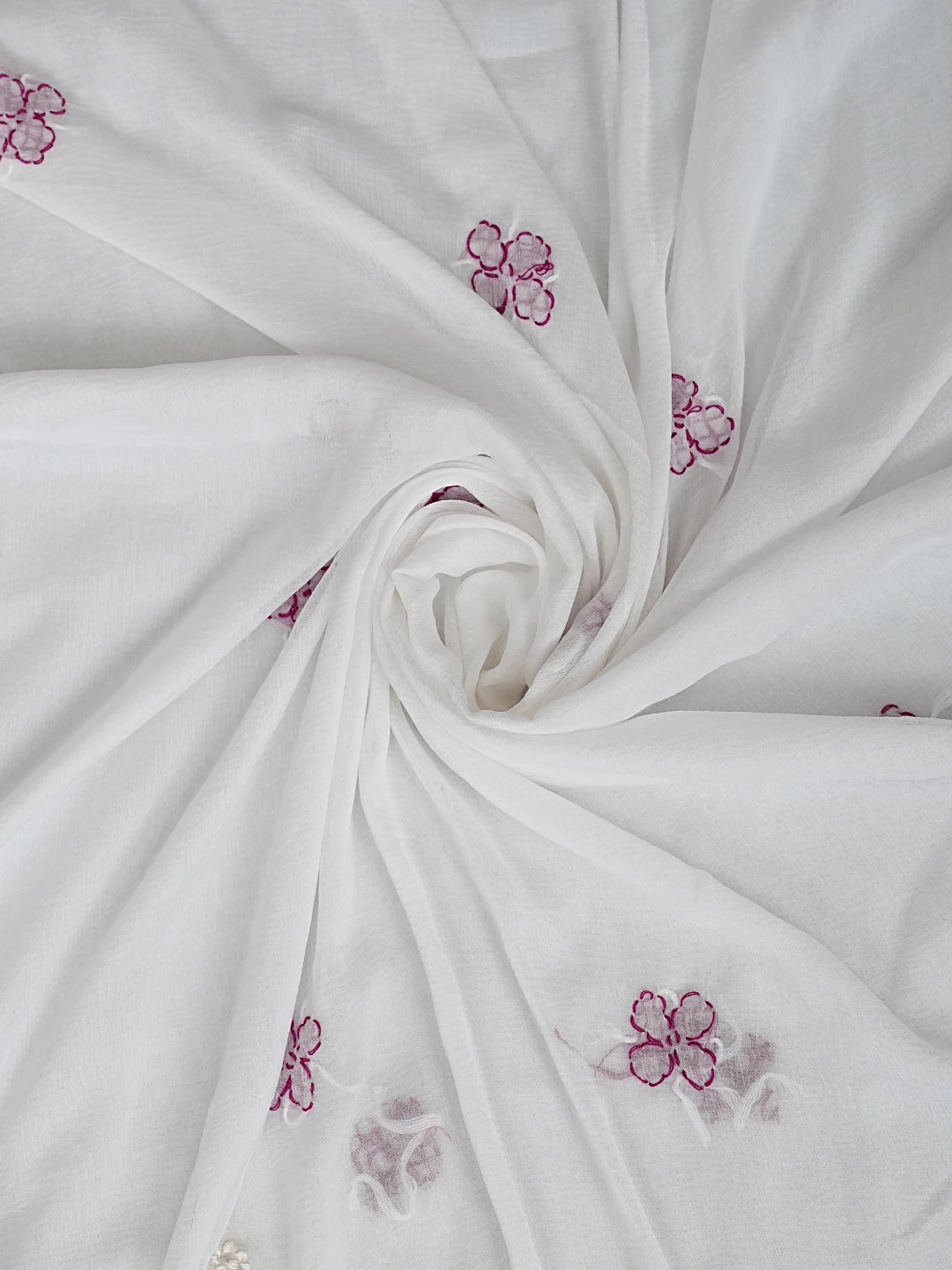 Ada Hand Embroidered Magenta Cotton Lucknowi Chikankari Unstitched Suit Piece with Chiffon Dupatta 01A883312