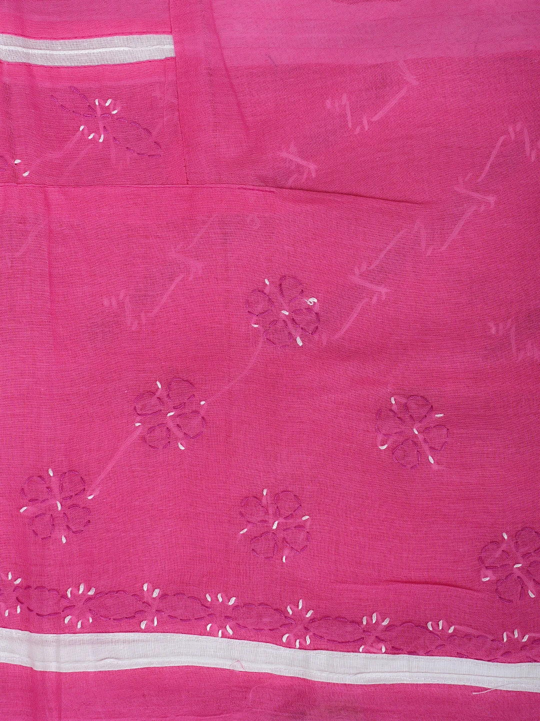 Ada Hand Embroidered Magenta Cotton Lucknowi Chikankari Unstitched Suit Piece with Chiffon Dupatta 01A883312