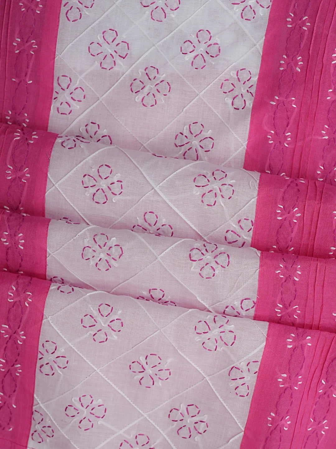 Ada Hand Embroidered Magenta Cotton Lucknowi Chikankari Unstitched Suit Piece with Chiffon Dupatta 01A883312